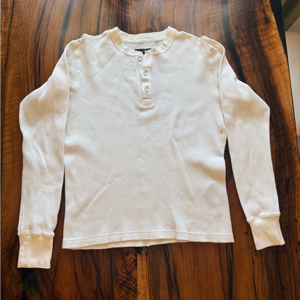 Rag & Bone Off-White Buttoned Henley Thermal